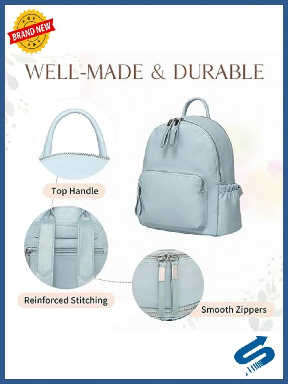 Mini PU Leather Backpack Purse, Vegan Leather, Water Resistant, Adjustable